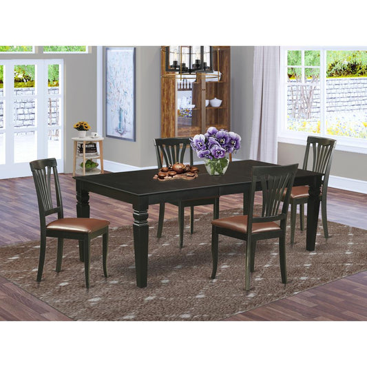 5 Pc Dinette Set With A Kitchen Table And 4 Leather Dining Chairs In Black By East West Furniture | Dining Sets | Modishstore