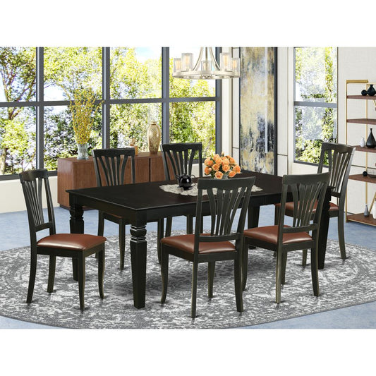 7 Pc Dining Room Set With A Dining Table And 6 Leather Dining Chairs In Black By East West Furniture | Dining Sets | Modishstore