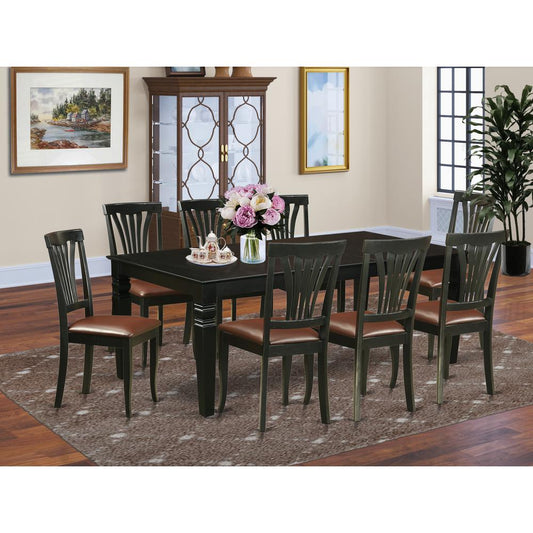 9 Pc Dinette Set With A Kitchen Table And 8 Leather Dining Chairs In Black By East West Furniture | Dining Sets | Modishstore