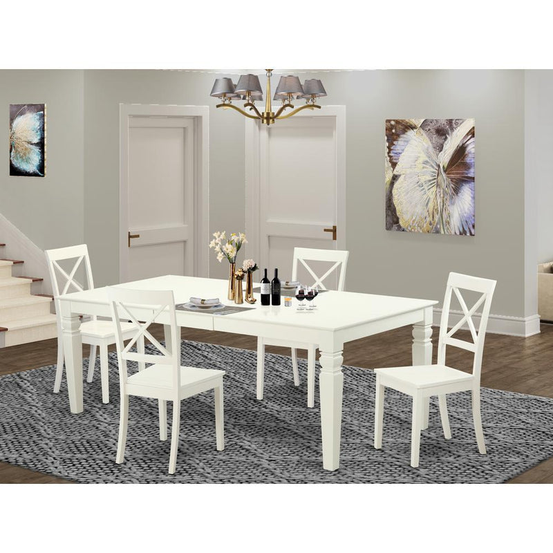 5 Pckitchen Table Set With A Dining Table And 4 Dining Chairs In Linen White By East West Furniture | Dining Sets | Modishstore