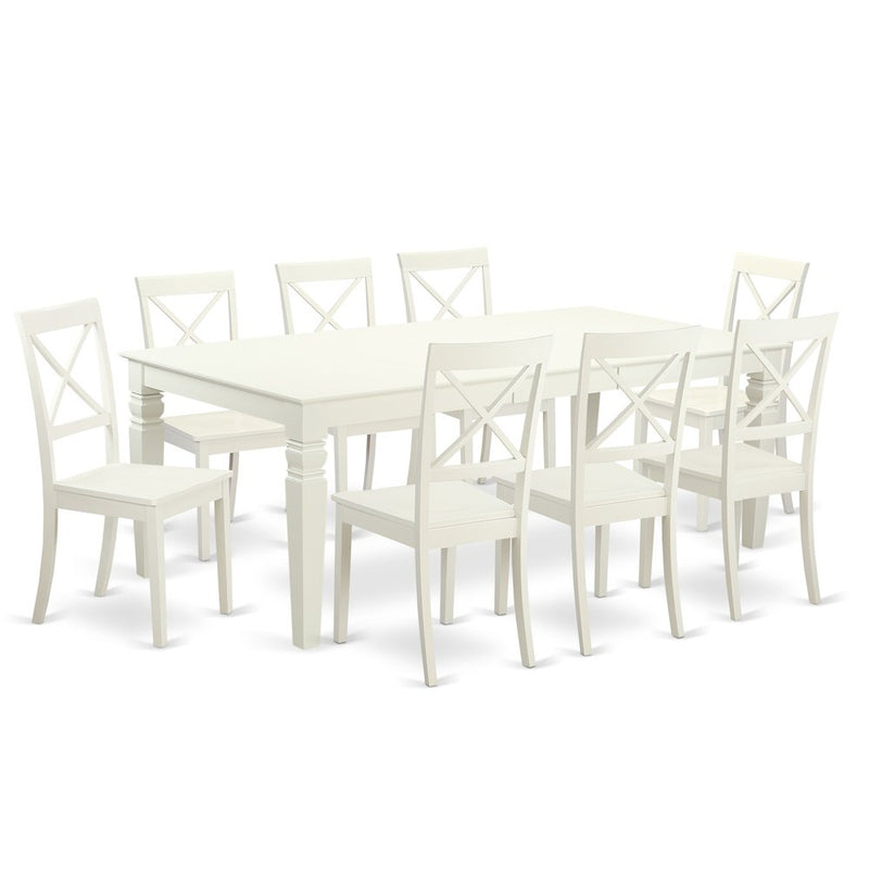 9 Pctable And Chair Set With A Dining Table And 8 Dining Chairs In Linen White By East West Furniture | Dining Sets | Modishstore