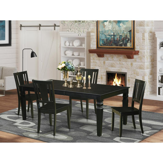 5 Pc Dining Room Set With A Dinning Table And 4 Wood Dining Chairs In Black By East West Furniture | Dining Sets | Modishstore