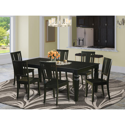 7 Pc Dinette Set With A Dining Table And 6 Wood Kitchen Chairs In Black By East West Furniture | Dining Sets | Modishstore