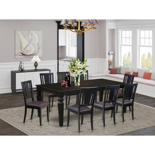 9 Pc Dinette Set With A Dining Table And 8 Leather Dining Chairs In Black By East West Furniture - Lgdu9-Blk-Lc | Dining Sets | Modishstore