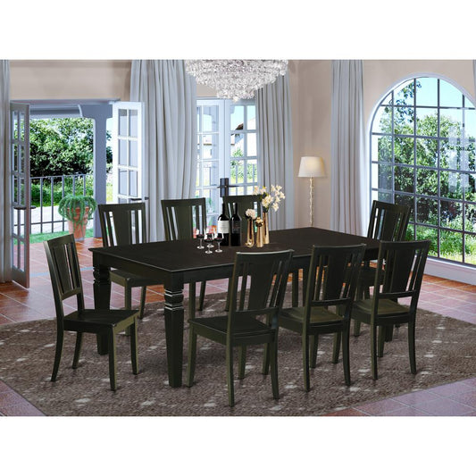 9 Pc Dinette Set With A Dinning Table And 8 Wood Kitchen Chairs In Black By East West Furniture | Dining Sets | Modishstore
