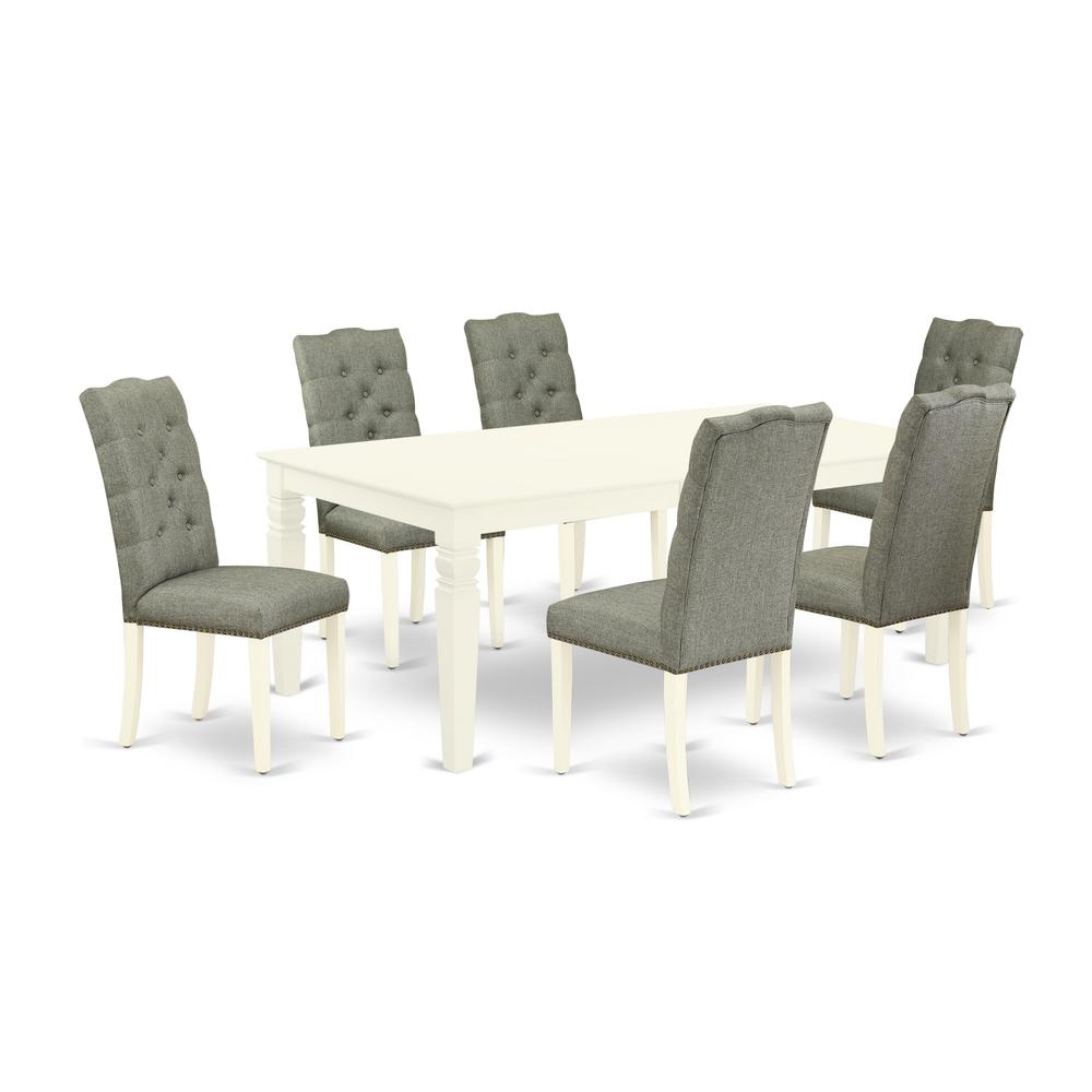 Dining Room Set Linen White LGEL7 - LWH - 07 By East West Furniture | Dining Sets | Modishstore - 2