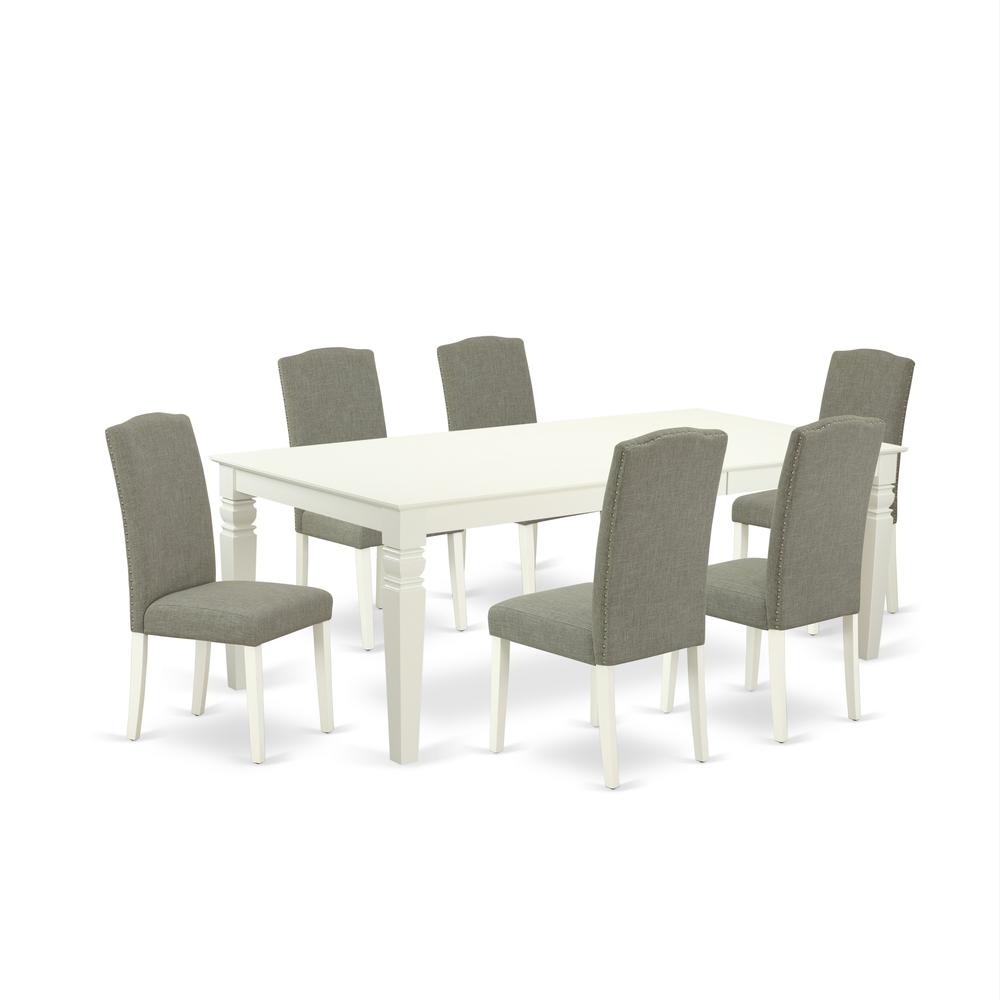 Dining Room Set Linen White LGEN7 - LWH - 06 By East West Furniture | Dining Sets | Modishstore - 2