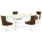 Dining Room Set Linen White LGFR5 - LWH - 18 By East West Furniture | Dining Sets | Modishstore - 2