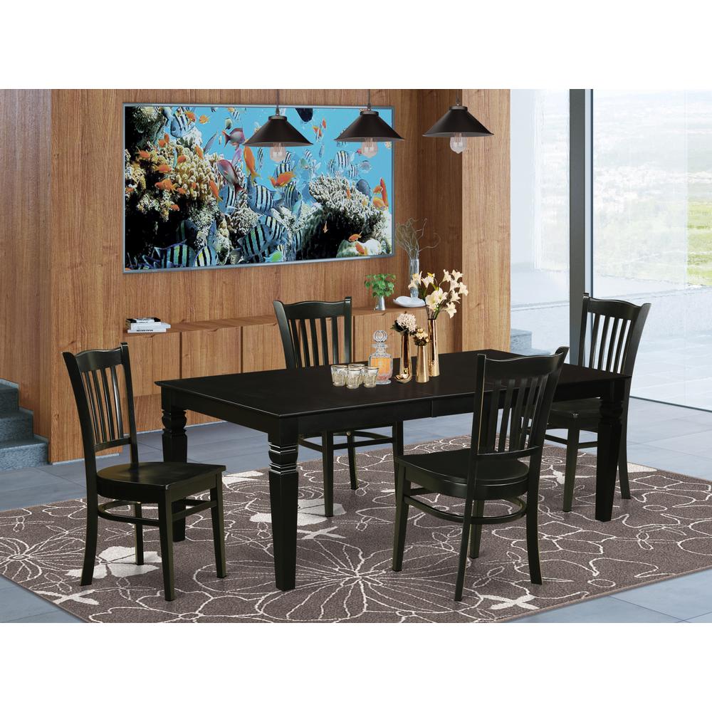 5 Pc Dining Room Set With A Dinning Table And 4 Wood Kitchen Chairs In Black By East West Furniture | Dining Sets | Modishstore