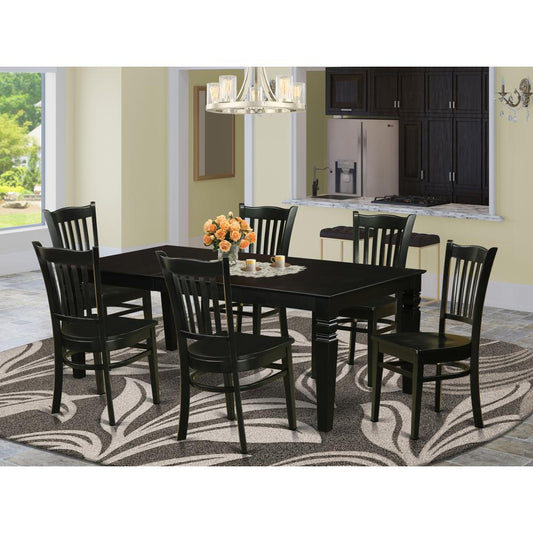 7 Pc Dining Set With A Dinning Table And 6 Wood Kitchen Chairs In Black By East West Furniture | Dining Sets | Modishstore