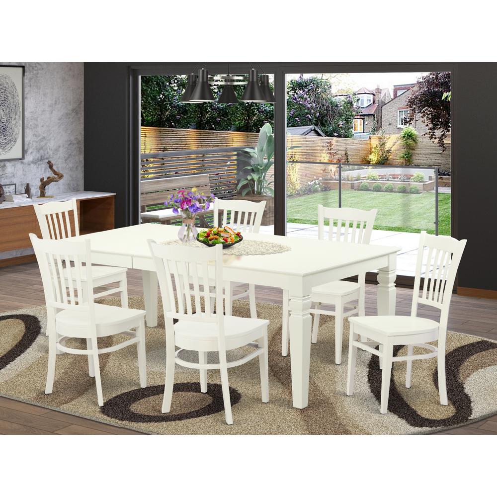 7 Pctable And Chair Set With A Dining Table And 6 Dining Chairs In Linen White By East West Furniture | Dining Sets | Modishstore