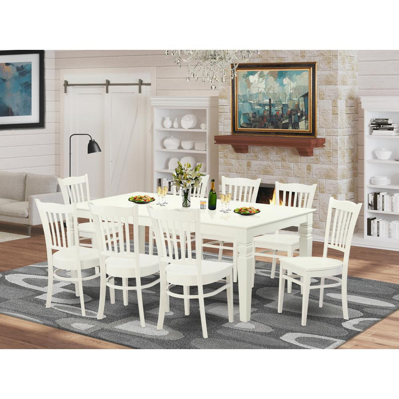 9 Pc Dinette Set With A Dining Table And 8 Kitchen Chairs In Linen White By East West Furniture | Dining Sets | Modishstore