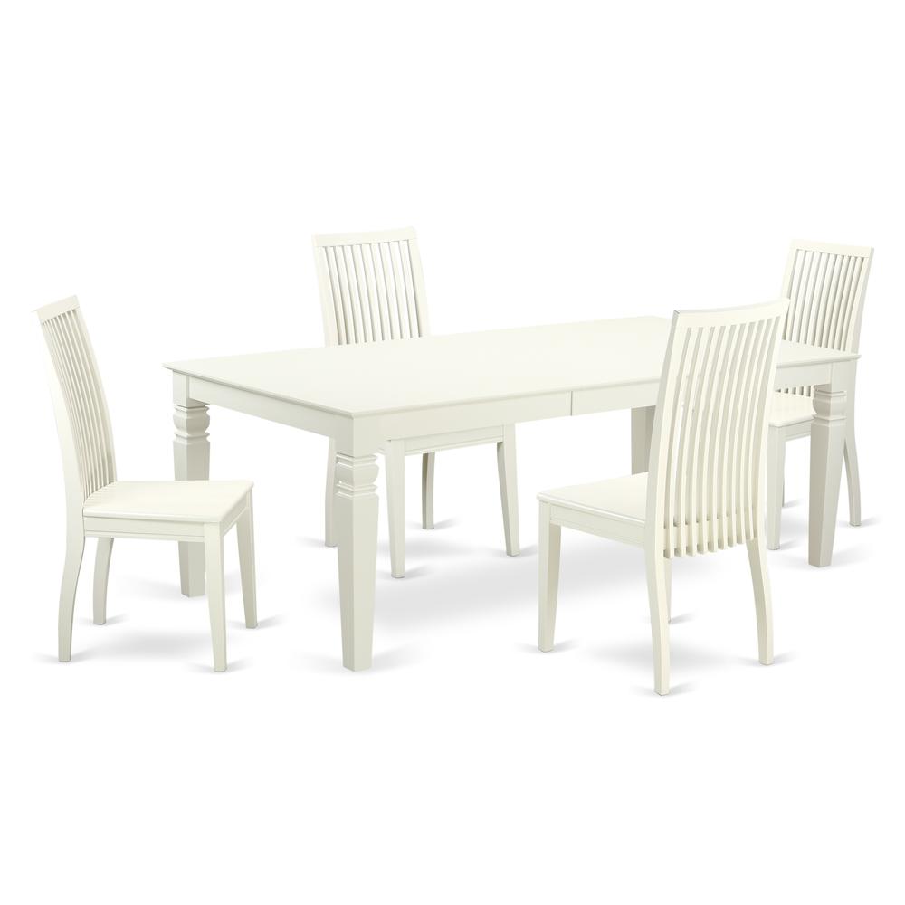 Dining Room Set Linen White LGIP5-LWH-W By East West Furniture | Dining Sets | Modishstore - 2
