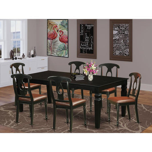 7 Pc Dining Set With A Dining Table And 6 Leather Kitchen Chairs In Black By East West Furniture | Dining Sets | Modishstore