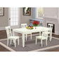 5 Pc Dining Room Set With A Table And 4 Dining Chairs In Linen White By East West Furniture | Dining Sets | Modishstore