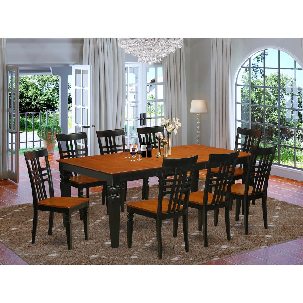 9 Pc Table And Chair Set With A Dining Table And 8 Dining Chairs In Black And Cherry By East West Furniture | Dining Sets | Modishstore