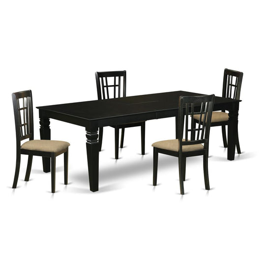 5 Pc Kitchen Table Set With A Dining Table And 4 Kitchen Chairs In Black By East West Furniture | Dining Sets | Modishstore