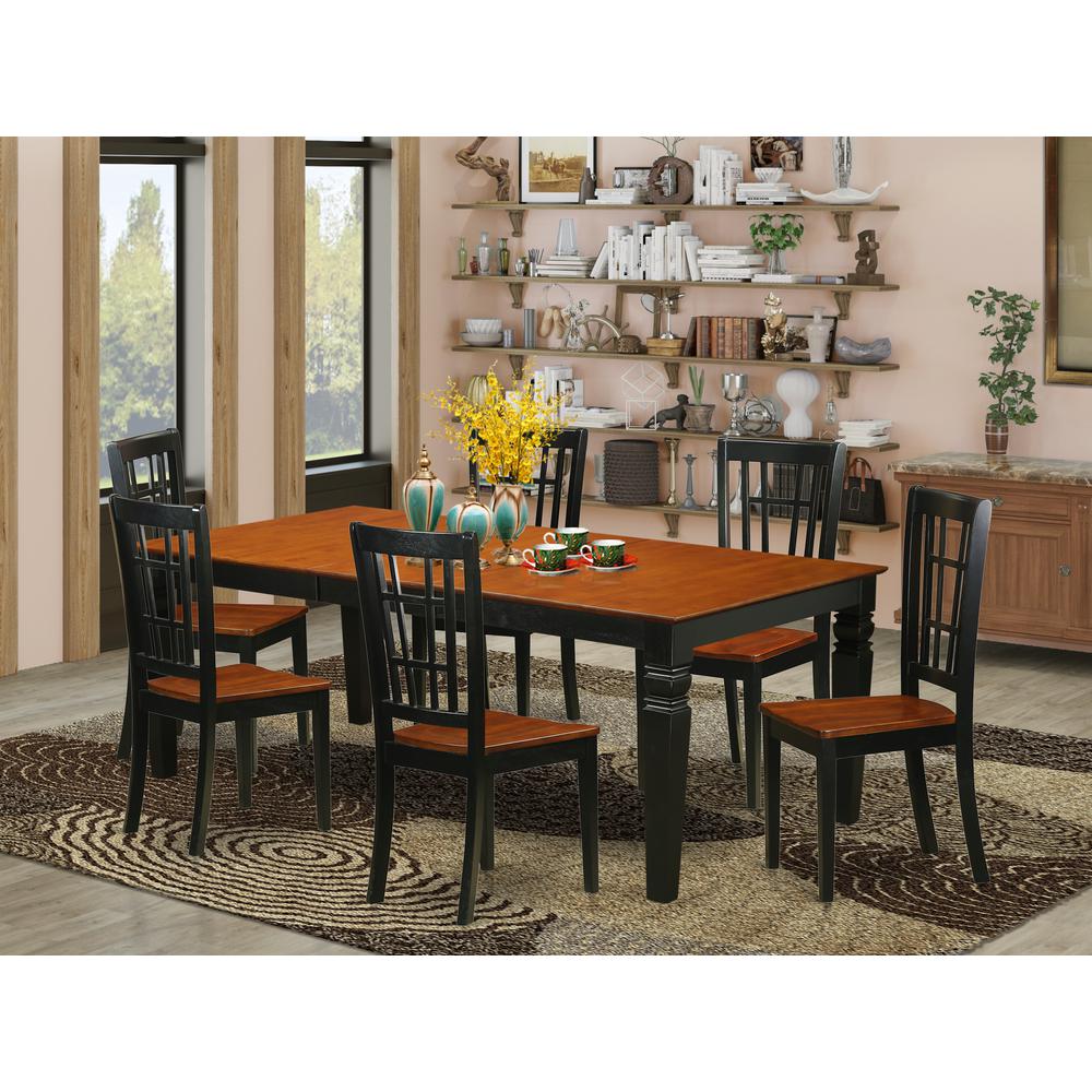 7 Pctable Set With A Dining Table And 6 Dining Chairs In Black And Cherry By East West Furniture | Dining Sets | Modishstore