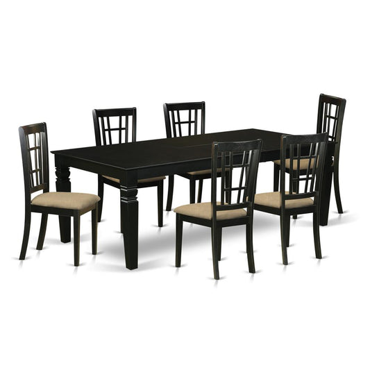 7 Pc Dining Room Set With A Kitchen Table And 6 Linen Dining Chairs In Black By East West Furniture | Dining Sets | Modishstore