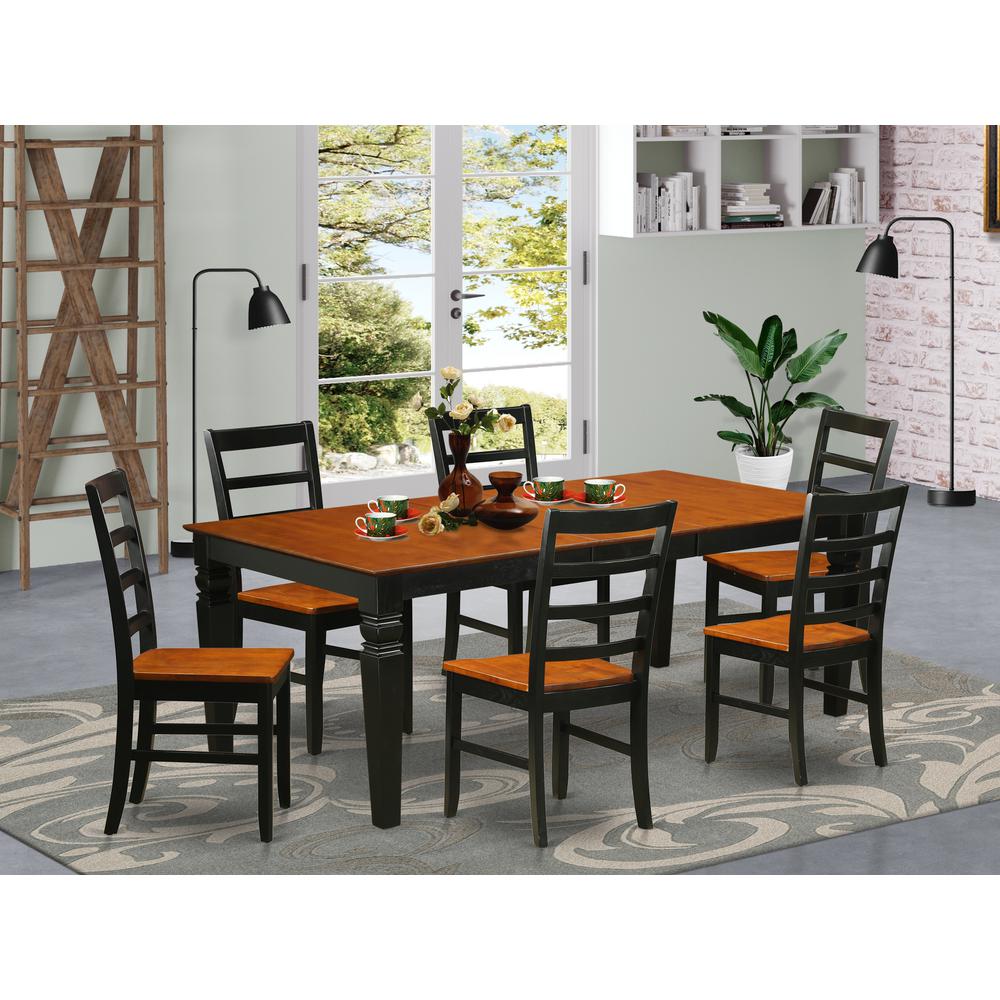 7 Pc Dinette Set With A Dining Table And 6 Kitchen Chairs In Black And Cherry By East West Furniture | Dining Sets | Modishstore