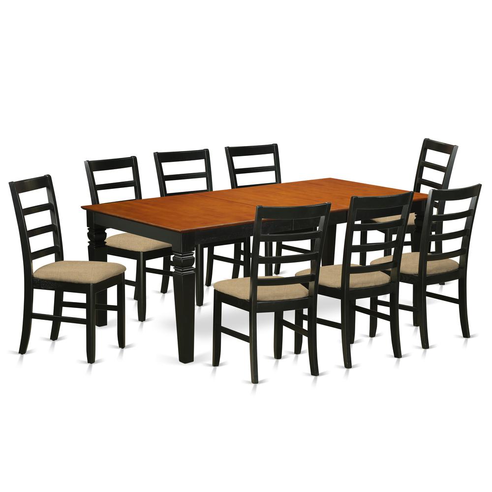 Lgpf9-Bch-C 9 Pc Table And Chair Set With A Dining Table And 8 Kitchen Chairs In Black And Cherry By East West Furniture | Dining Sets | Modishstore