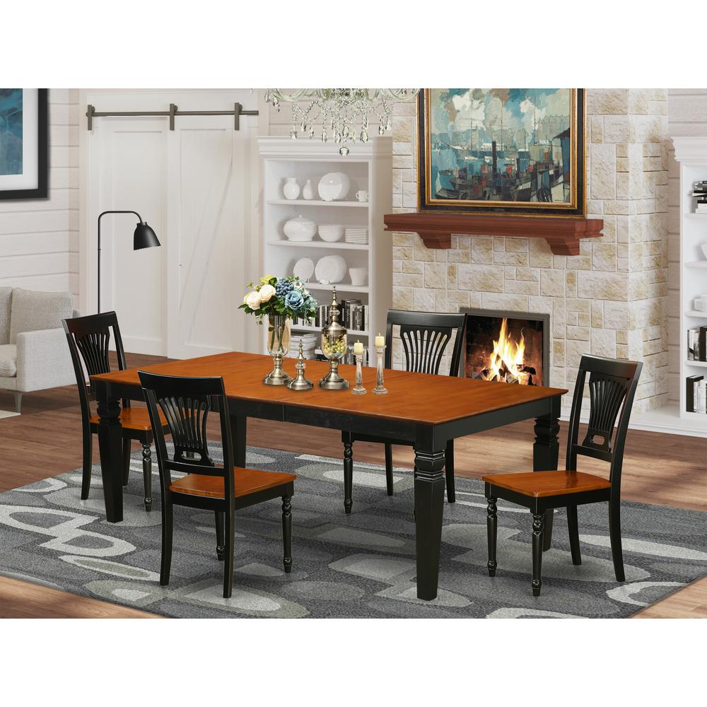 5 Pctable And Chair Set With A Dining Table And 4 Kitchen Chairs In Black And Cherry By East West Furniture | Dining Sets | Modishstore