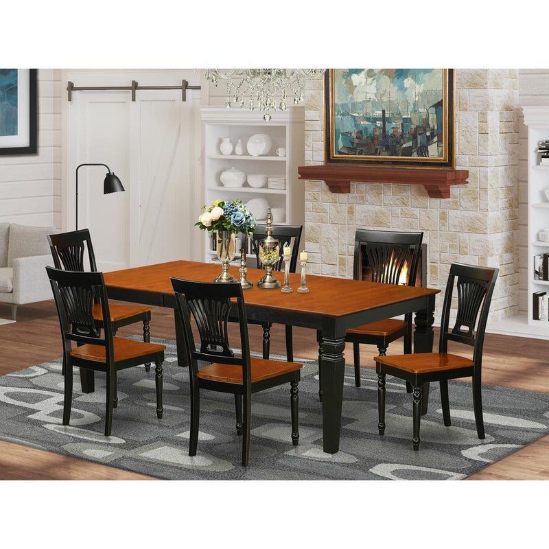 7 Pc Kitchen Table Set With A Dining Table And 6 Kitchen Chairs In Black And Cherry By East West Furniture | Dining Sets | Modishstore
