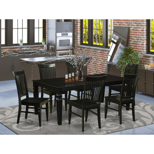 7 Pc Kitchen Table Set With A Dinning Table And 6 Wood Kitchen Chairs In Black By East West Furniture | Dining Sets | Modishstore