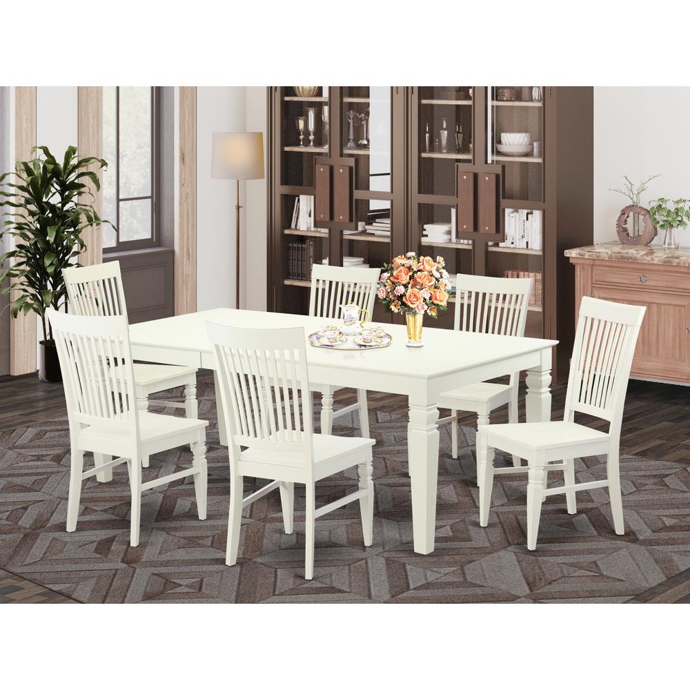 7 Pc Dining Room Set With A Table And 6 Dining Chairs In Linen White By East West Furniture | Dining Sets | Modishstore