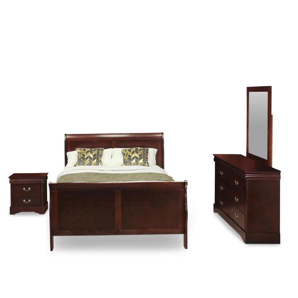 Louis Philippe 4 Piece Queen Size Bedroom Set In Phillip Walnut Finish By East West Furniture | Bedroom Sets | Modishstore - 2