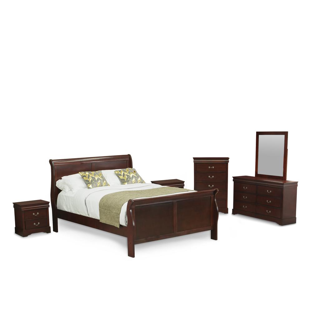 Louis Philippe 6 Piece Queen Size Bedroom Set In Phillip Walnut Finish By East West Furniture | Bedroom Sets | Modishstore