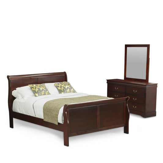 Louis Philippe 3 Piece Queen Size Bedroom Set In Phillip Walnut Finish By East West Furniture | Bedroom Sets | Modishstore