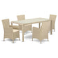 Wicker Patio Set Cream LULU5-53V By East West Furniture | Outdoor Dining Sets | Modishstore - 2