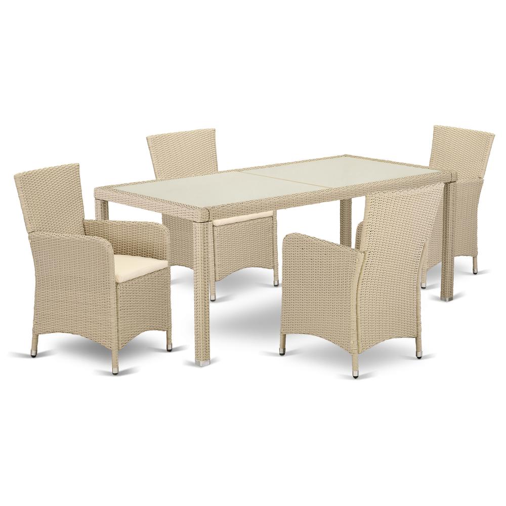 Wicker Patio Set Cream LULU5-53V By East West Furniture | Outdoor Dining Sets | Modishstore - 2