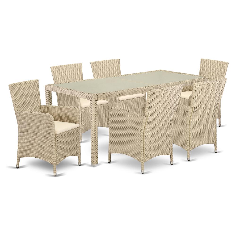 Wicker Patio Set Cream LULU7-53V By East West Furniture | Outdoor Dining Sets | Modishstore - 2