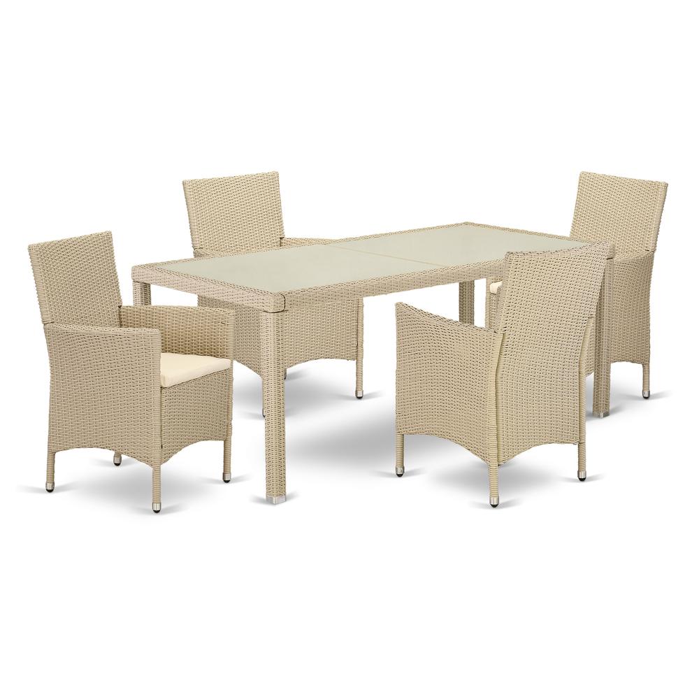 Wicker Patio Set Cream LUVL5-53V By East West Furniture | Outdoor Dining Sets | Modishstore - 2