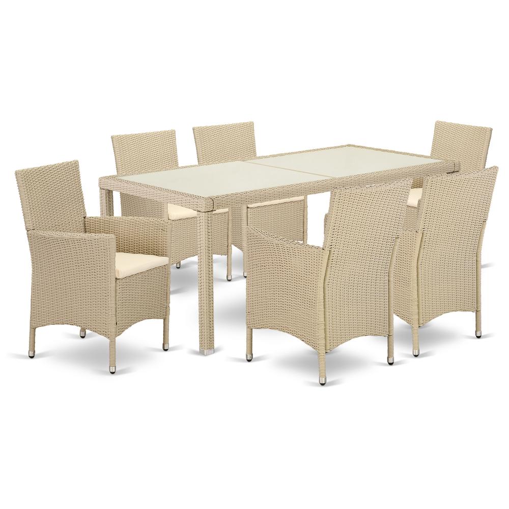 Wicker Patio Set Cream LUVL7-53V By East West Furniture | Outdoor Dining Sets | Modishstore - 2