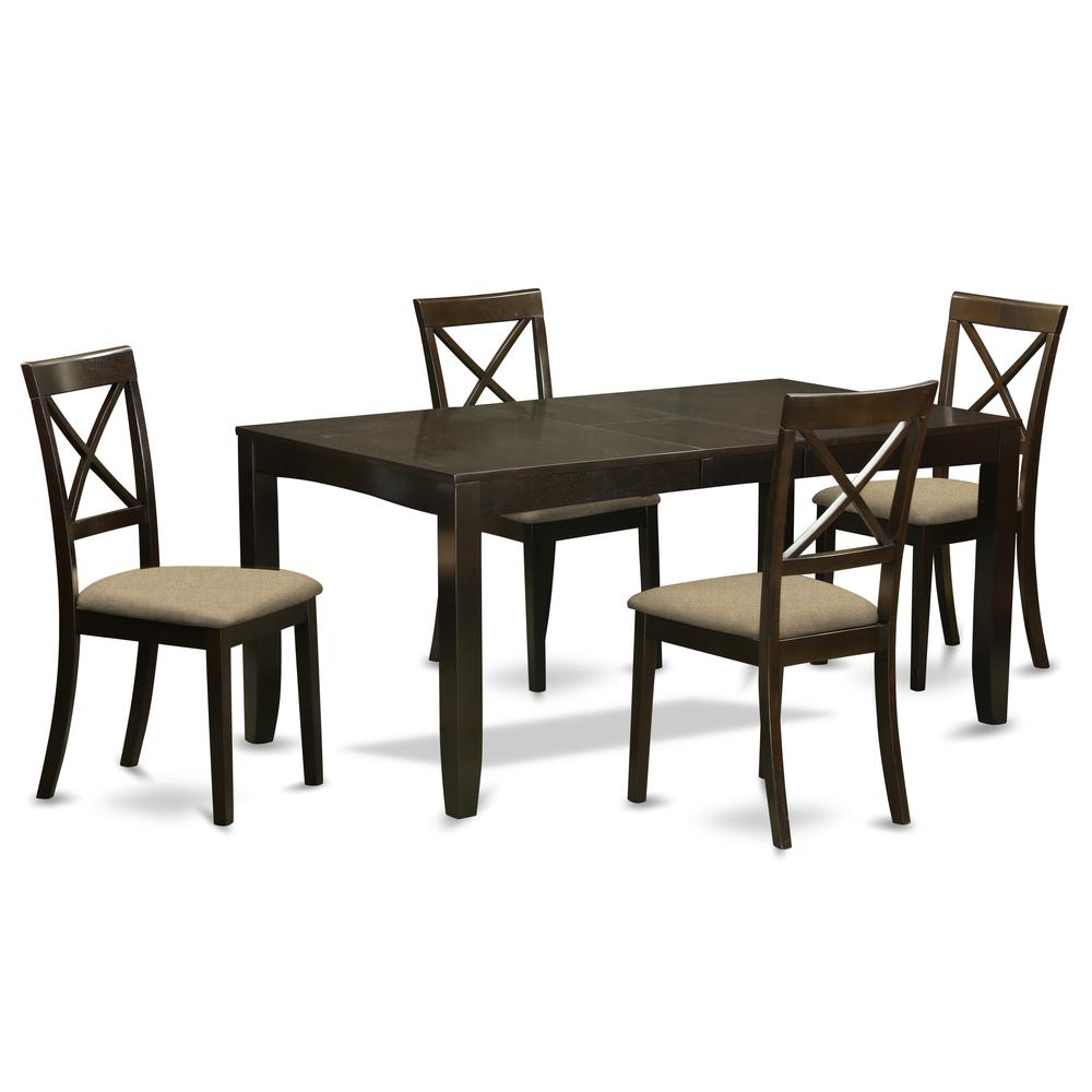 Lybo5-Cap-C 5 Pc Dining Room Set For 4-Dining Table With Leaf Plus 4 Chairs For Dining Room By East West Furniture | Dining Sets | Modishstore