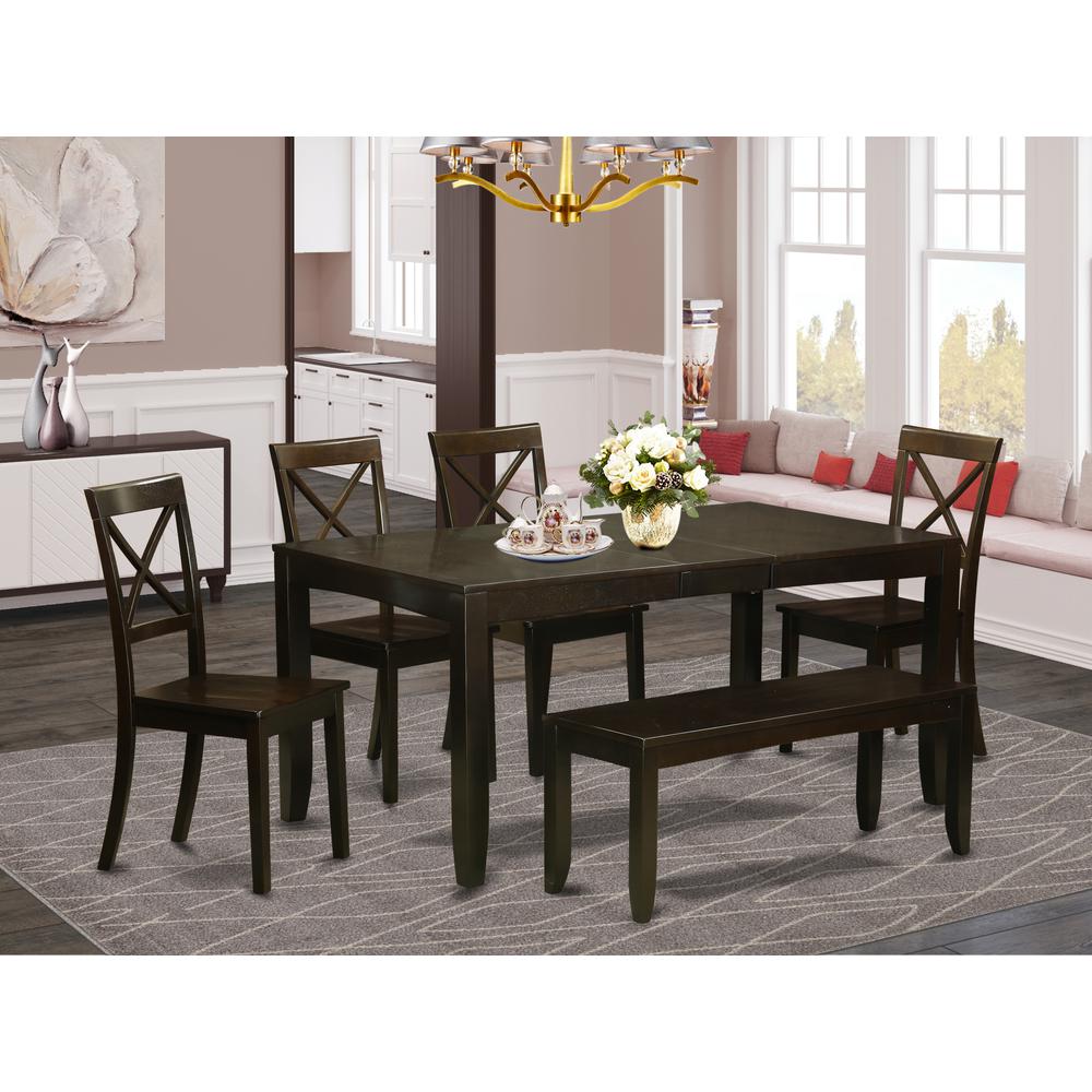 6 Pc Dining Table With Bench-Dining Table And 4 Kitchen Dining Chairs Plus Bench By East West Furniture | Dining Sets | Modishstore