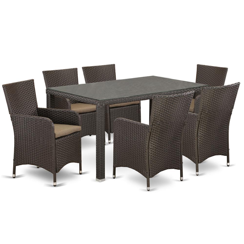 Wicker Patio Set Dark Brown MALU7-63S By East West Furniture | Outdoor Dining Sets | Modishstore - 2