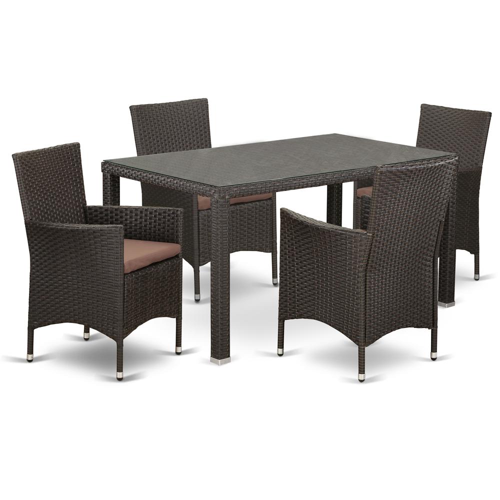 Wicker Patio Set Dark Brown MAVL5-63S By East West Furniture | Outdoor Dining Sets | Modishstore - 2