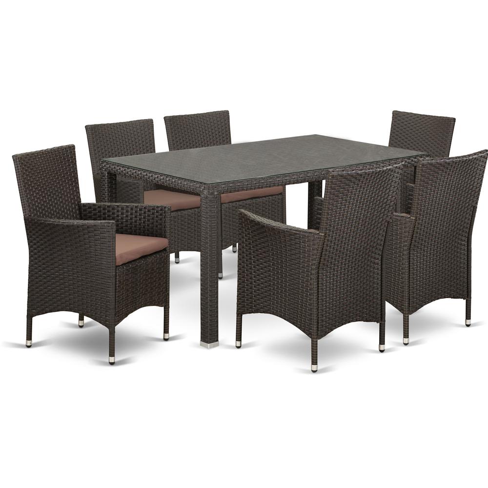 Wicker Patio Set Dark Brown MAVL7-63S By East West Furniture | Outdoor Dining Sets | Modishstore - 2