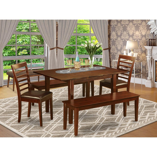 5 Pc Dinette Set-Small Dining Tables And 2 Dining Chairs And 2 Benches By East West Furniture | Dining Sets | Modishstore