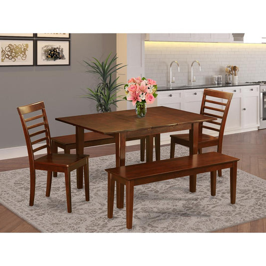 5 Pc Small Kitchen Table Set-Small Tables And 2 Kitchen Chairs And 2 Benches By East West Furniture | Dining Sets | Modishstore