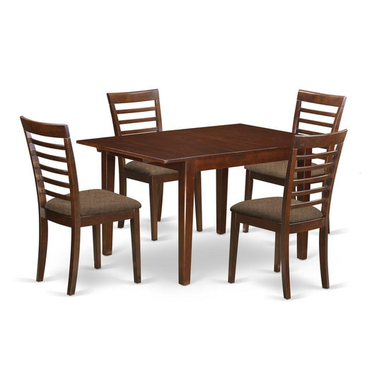 Mila5-Mah-C 5 Pc Kitchen Nook Dining Set-Breakfast Nook And 4 Dining Chairs In Mahogany By East West Furniture | Dining Sets | Modishstore