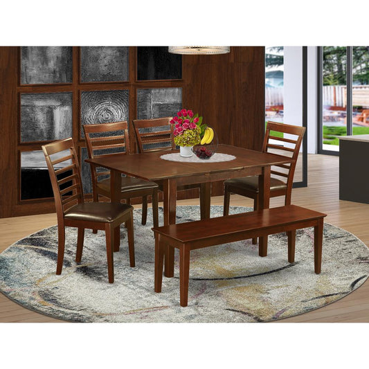 6 Pc Small Kitchen Table Set-Table And 4 Kitchen Chairs And Dining Bench By East West Furniture | Dining Sets | Modishstore