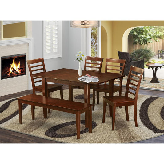 6 Pc Kitchen Nook Dining Set -Table And 4 Chairs For Dining Room And Bench By East West Furniture | Dining Sets | Modishstore