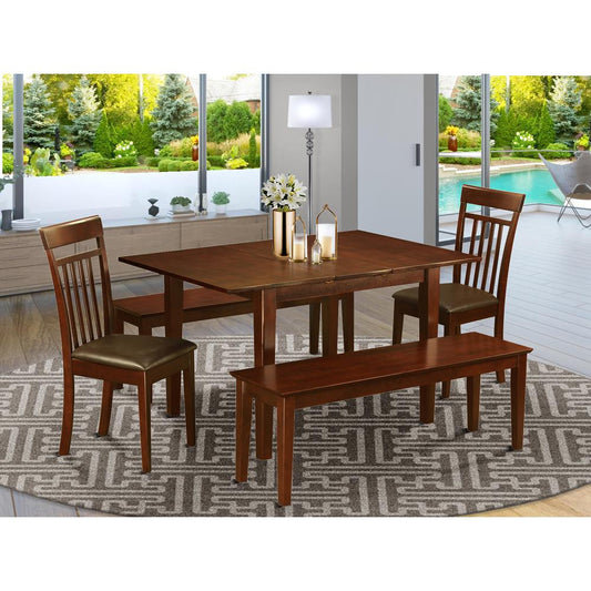 5 Pc Dinette Set For Small Spaces-Tables And 2 Dining Chairs And 2 Benches By East West Furniture | Dining Sets | Modishstore