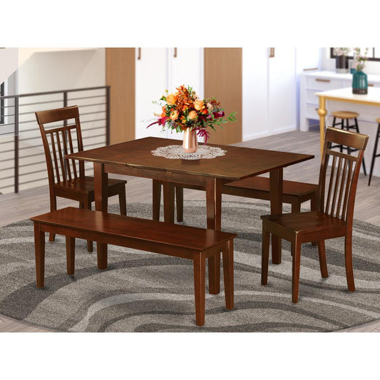 5 Pc Dinette Set For Small Spaces-Tables And 2 Chairs For Dining Room And 2 Benches By East West Furniture | Dining Sets | Modishstore