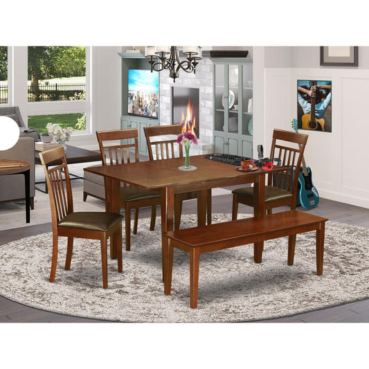 6 Pc Dinette Set For Small Spaces-Kitchen Table And 4 Dining Chairs And Bench By East West Furniture | Dining Sets | Modishstore